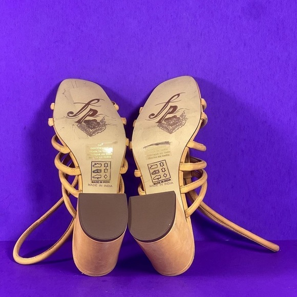 Free People Colette Cinched Orange Leather Slingback Heel Sandals Women's Sz 7.5 - Picture 7 of 8